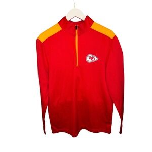Kansas City Chiefs NFL Team Apparel Mens M Quarter Zip Pullover Red Gold